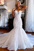 Load image into Gallery viewer, Sparkly White Mermaid Detachable Long Sleeves Lace Wedding Dress
