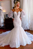 Load image into Gallery viewer, Sparkly White Mermaid Detachable Long Sleeves Lace Wedding Dress