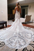 Load image into Gallery viewer, Ivory Backless Lace Mermaid Long Wedding Dress