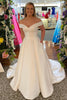 Load image into Gallery viewer, Off The Shoulder White Corset Simple Long Wedding Dress with Pockets