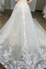 Load image into Gallery viewer, Tulle Off The Shoulder White Long Plus Size Wedding Dress with Appliques