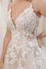 Load image into Gallery viewer, Glitter Ivory A-Line Spaghetti Straps Long Wedding Dress with Appliques