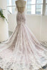 Load image into Gallery viewer, Gray Purple Sweetheart Corset Mermaid Wedding Dress with Appliques