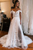 Load image into Gallery viewer, Ivory Detachable Sleeve High Slit A-Line Wedding Dress with Appliques