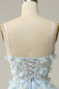 Load image into Gallery viewer, Sky Blue Spaghetti Straps Appliques Prom Dress with Ruffles
