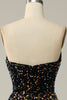 Load image into Gallery viewer, A Line Strapless Black Sequins Prom Dress