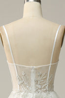 Load image into Gallery viewer, White Spaghetti Straps Corset Prom Dress with Beading