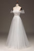 Load image into Gallery viewer, White Off the Shoulder A Line Corset Prom Dress with Appliques