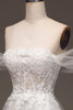 Load image into Gallery viewer, White Off the Shoulder A Line Corset Prom Dress with Appliques