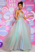 Load image into Gallery viewer, Beading Tulle Green Princess Prom Dress