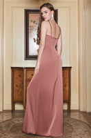 Load image into Gallery viewer, Spaghetti Straps Rust Simple Prom Dress