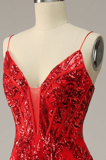 A Line Spaghetti Straps Princess Prom Dress with Criss Cross Back