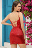 Load image into Gallery viewer, Sparkly Red Corset Sequins Tight Cocktail Dress with Lace