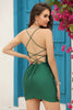 Load image into Gallery viewer, Sparkly Dark Green Beaded Tight Cocktail Dress with Lace