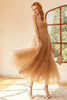 Load image into Gallery viewer, Khaki Polka Dots A Line Tulle Corset Prom Dress