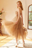 Load image into Gallery viewer, Khaki Polka Dots A Line Tulle Corset Prom Dress