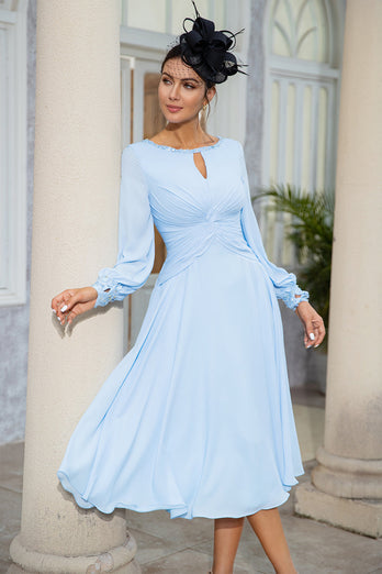 Sky Blue Chiffon Mother of the Bride Dress