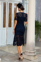 Load image into Gallery viewer, Navy Lace Mermaid Mother of the Bride Dress