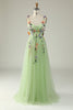 Load image into Gallery viewer, Green A Line Tulle Prom Dress with Appliques