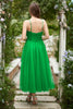 Load image into Gallery viewer, Green Tulle A Line Midi Prom Dress with Ruffles