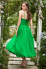 Load image into Gallery viewer, Green Tulle A Line Midi Prom Dress with Ruffles