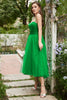 Load image into Gallery viewer, Green Tulle A Line Midi Prom Dress with Ruffles