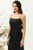 Load image into Gallery viewer, Sheath Spaghetti Straps Black Tea Length Prom Dress with Bowknot