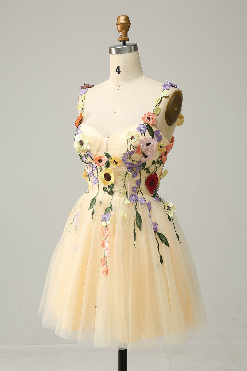 Load image into Gallery viewer, A Line Spaghetti Straps Green Short Prom Dress with Appliques