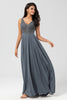 Load image into Gallery viewer, A Line V Neck Eucalyptus Long Bridesmaid Dress with Beading