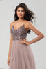 Load image into Gallery viewer, A Line Spaghetti Straps Dusty Blue Long Bridesmaid Dress with Beading