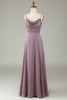 Load image into Gallery viewer, A Line Spaghetti Straps Dusty Pink Long Bridesmaid Dress with Beaded