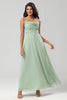 Load image into Gallery viewer, A Line Spaghetti Straps Dusty Pink Long Bridesmaid Dress with Beaded