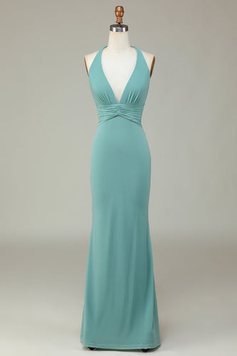 Mermaid Halter Sea Glass Bridesmaid Dress