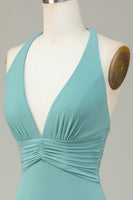 Load image into Gallery viewer, Mermaid Halter Sea Glass Bridesmaid Dress