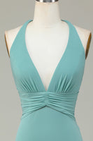 Load image into Gallery viewer, Mermaid Halter Sea Glass Bridesmaid Dress
