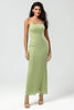 Load image into Gallery viewer, Strapless Mermaid Lemon Green Long Bridesmaid Dress