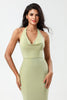 Load image into Gallery viewer, Halter Dusty Sage Bridesmaid Dress with Slit