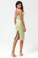 Load image into Gallery viewer, Halter Dusty Sage Bridesmaid Dress with Slit