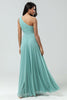 Load image into Gallery viewer, Stunning A Line One Shoulder Sea Glass Long Bridesmaid Dress with Ruched