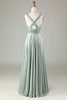 Load image into Gallery viewer, Sparkly V-Neck Matcha Bridesmaid Dress with Sequins