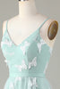 Load image into Gallery viewer, Tulle Spaghetti Straps Matcha Bridesmaid Dress with Appliques