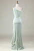 Load image into Gallery viewer, One Shoulder Matcha Bridesmaid Dress with Ruffles