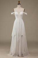 Load image into Gallery viewer, Ivory Boho Chiffon Asymmetrical Wedding Dress with Lace