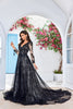 Load image into Gallery viewer, Elegant A Line V Neck Black Long Sleeves Chapel Train Lace Wedding Dress