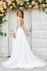 Load image into Gallery viewer, Deep V-Neck Ivory Tulle Sweep Train Wedding Dress with Lace