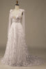 Load image into Gallery viewer, Ivory V-Neck Lace A-Line Wedding Dress with Bowknot