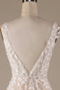 Load image into Gallery viewer, Champagne V-Neck Backless Tulle Wedding Dress with Lace