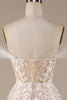 Load image into Gallery viewer, Champagne Tulle Detachable Off the Shoulder Wedding Dress with Lace