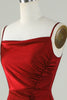 Load image into Gallery viewer, Spaghetti Straps Burgundy Long Bridesmaid Dress with Split Front