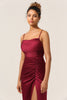 Load image into Gallery viewer, Simple Mermaid Spaghetti Straps Burgundy Long Bridesmaid Dress with Split Front
